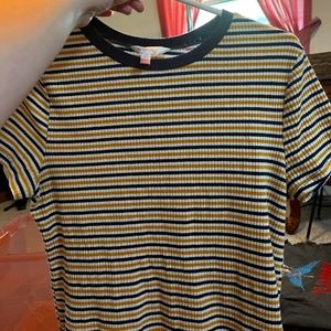 Yellow and navy blue striped